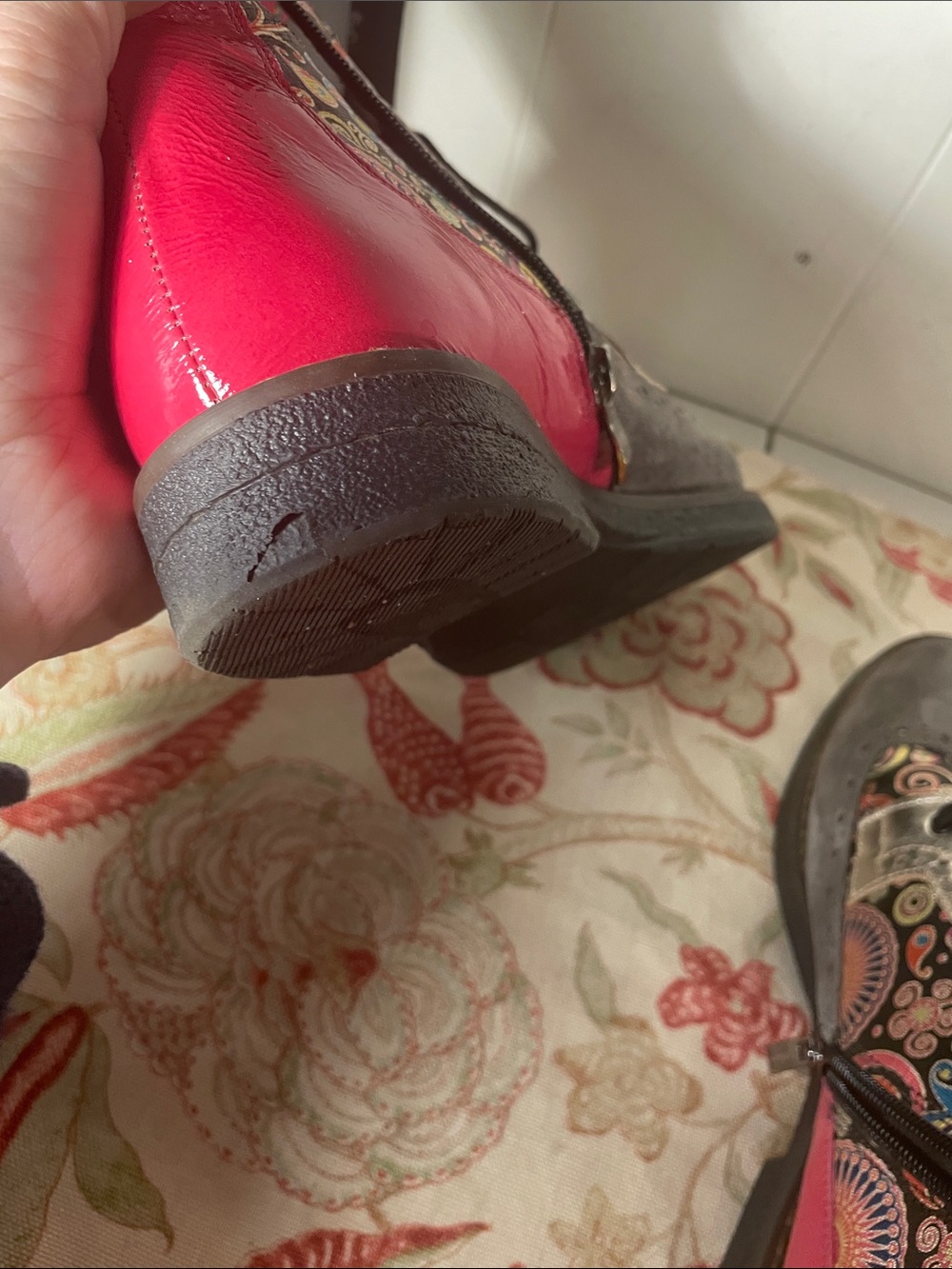 Embassy London "Hatter" Floral Paisley Leather Brogue Ankle Boots Multicolor - Picture 7 of 9